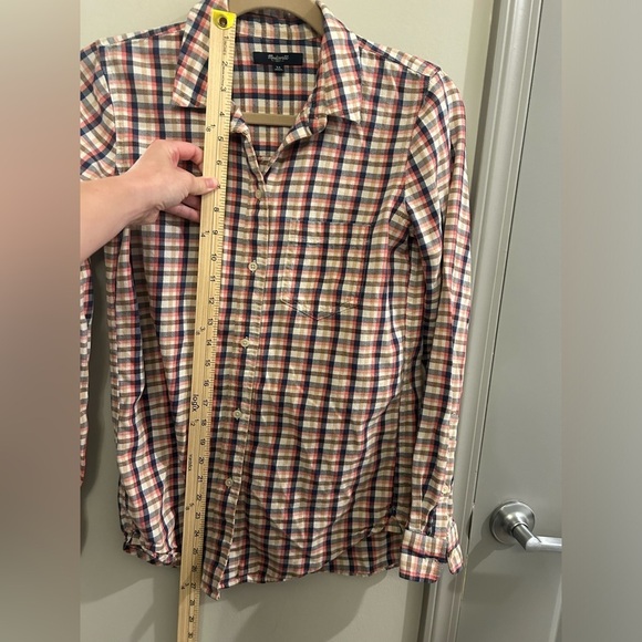 Madewell Plaid Flannel Button Down Top Women’s XS Pink Pocket - Picture 7 of 7